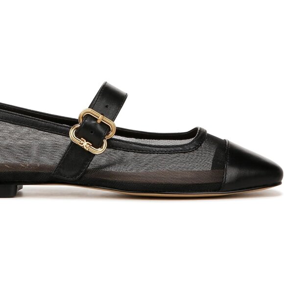 Sam Edelman Miranda Black Mesh & Leather Ballet Flats Shoes Ballerina Mary Janes - Picture 8 of 15